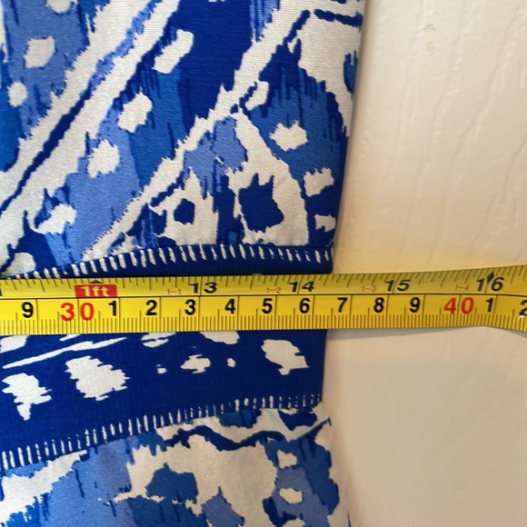 Donna Morgan Silk Classic Blue and White Dress - Picture 7 of 9